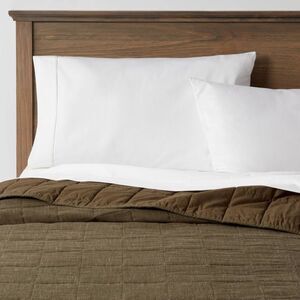 Threshold - Full/Queen Space Dyed Cotton Linen Quilt Olive - T Olive